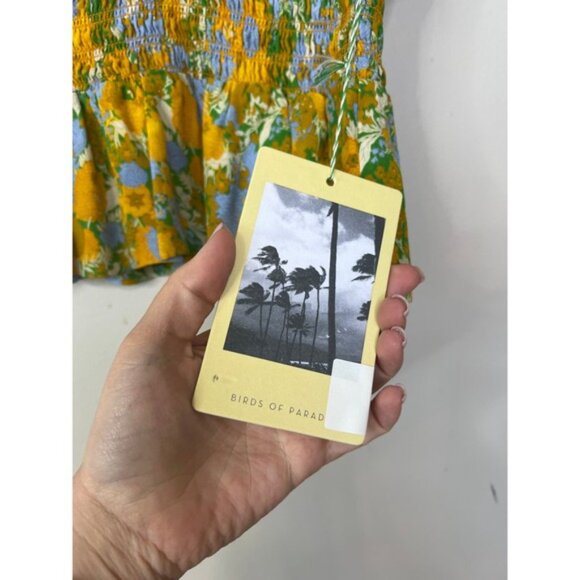 NWT Birds of Paradis Trovata V-Neck Paloma Blouse Golden Briar Yellow Floral - Picture 5 of 8